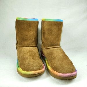 SOLD:UGG Kids Classic Short II Rainbow Chestnut Suede Boots
